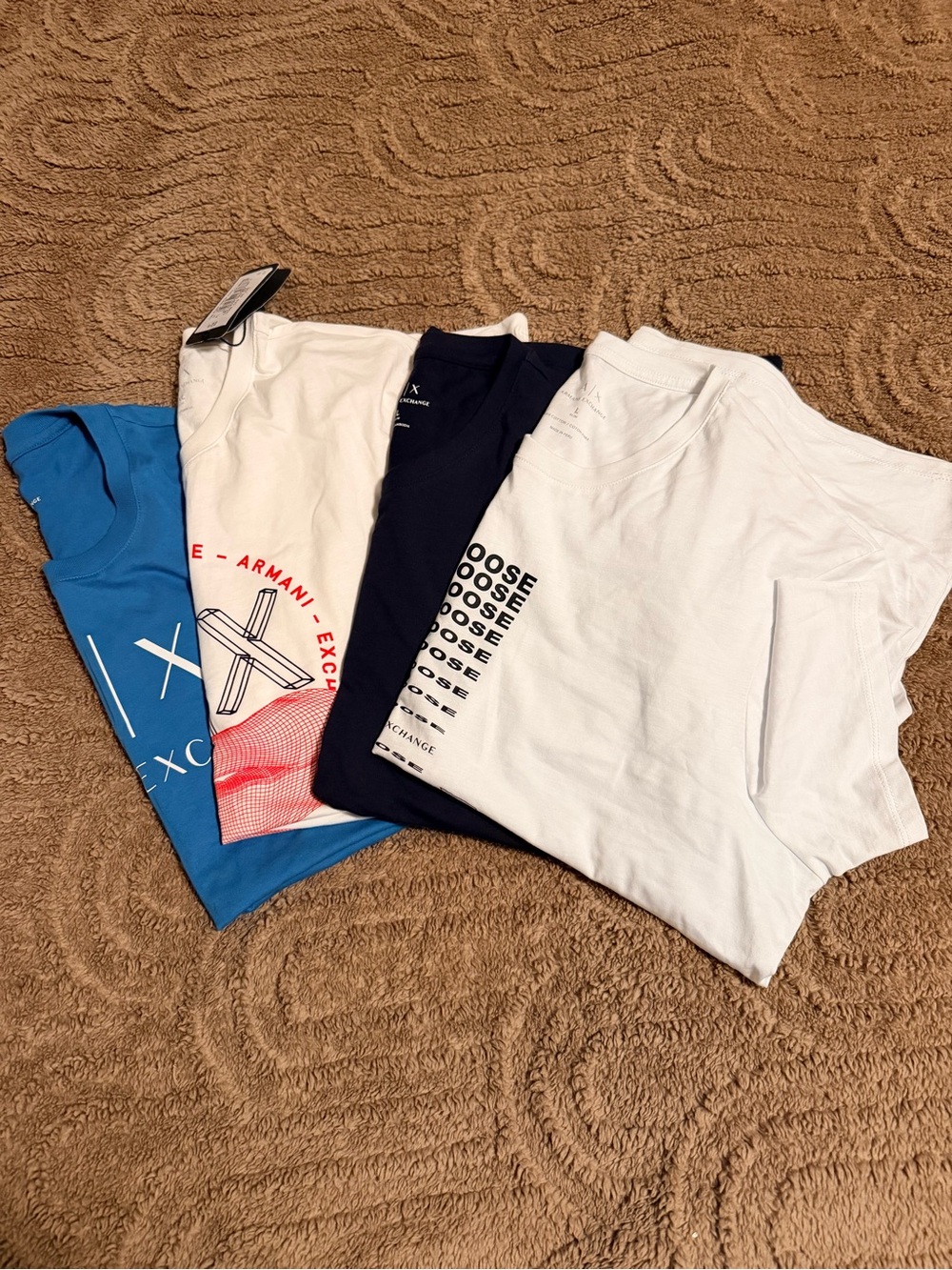 Armani Exchange Mens Short-Sleeve Tees - Blue, White & Navy